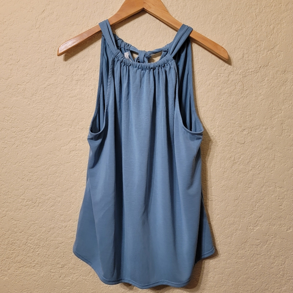 Green Envelope Blue Sleeveless Halter Tank Top Sz M